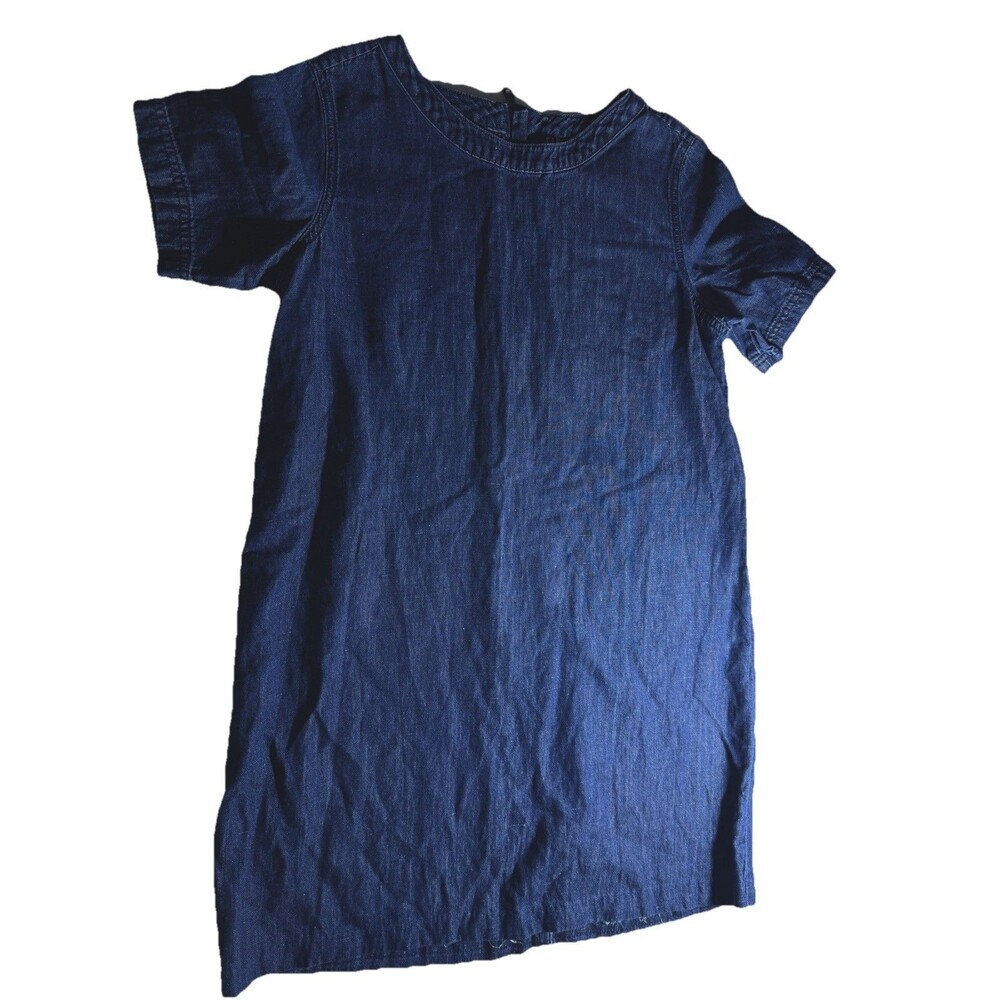 Gap Denim Shift Dress Womens Medium Dark Wash Short Sleeve‎ Back Zip Casual